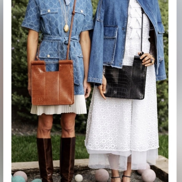 BEIS Handbags - Beis The Crossbody in Cognac Croc Brown New with tag